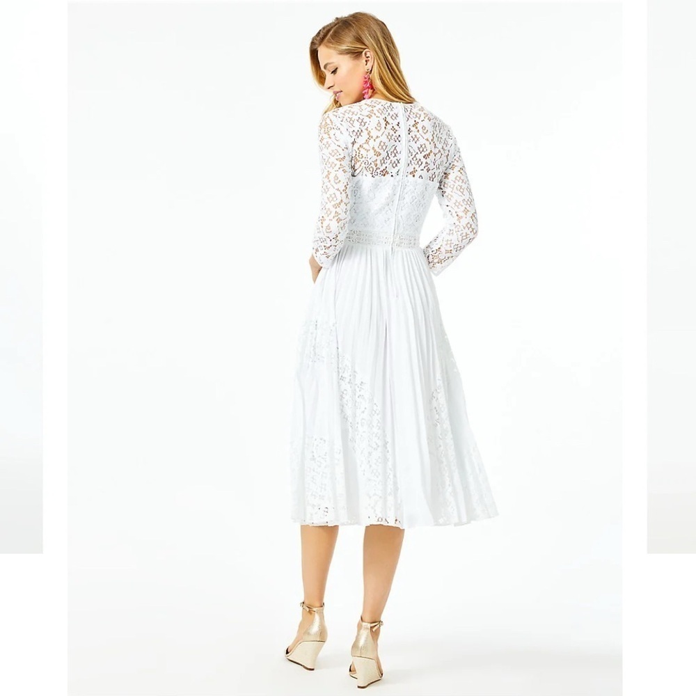 Lilly Pulitzer Aiden Lace Midi Dress Women’s Size 0 White Wedding Built In Bra - Picture 3 of 11